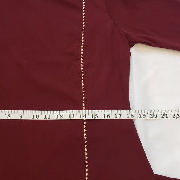 Fiorra Maroon Poly Crepe Straight Kurta With Gold Trim Accent on Front Large - Picture 5 of 9